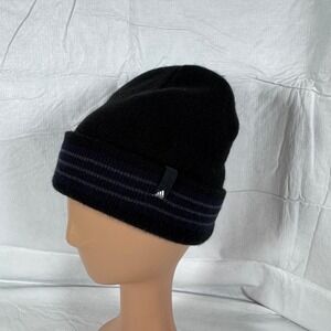 Adidas Climawarm Beanie Hat Mens Black Blue Striped Knit OSFM RN90288